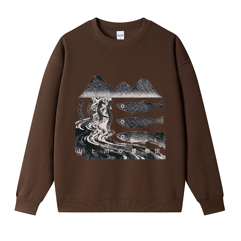 Tokyocanvas Fish Vintage Fleece Lined Sweatshirt