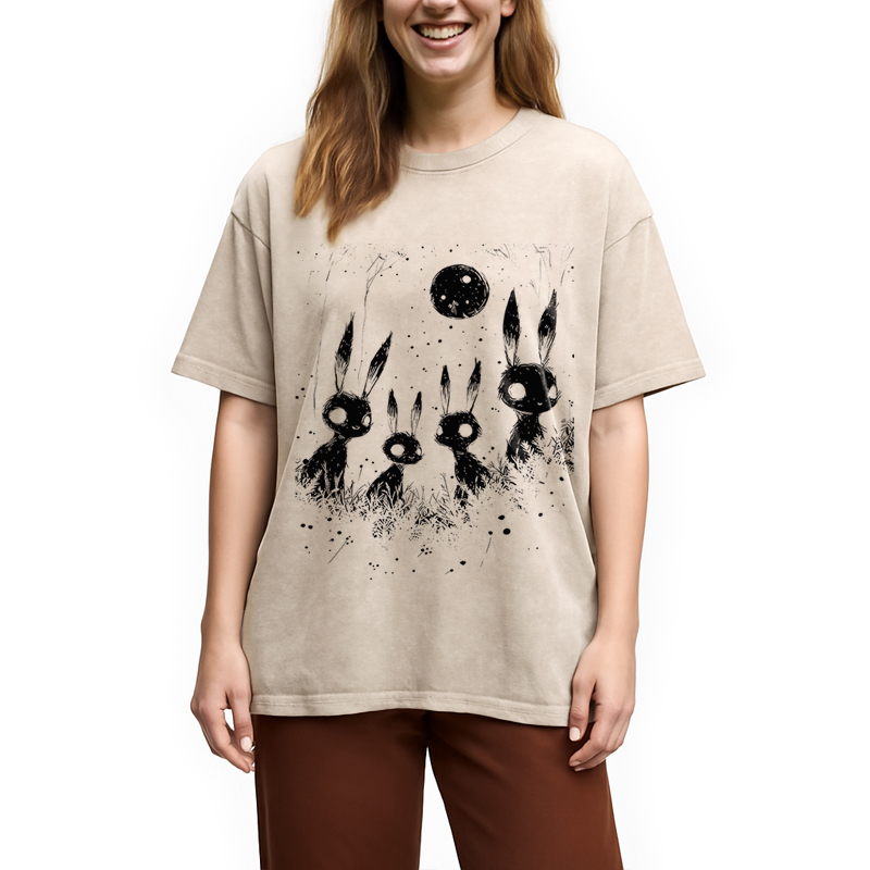 Tokyocanvas Weirdcore Bunny Washed T-Shirt