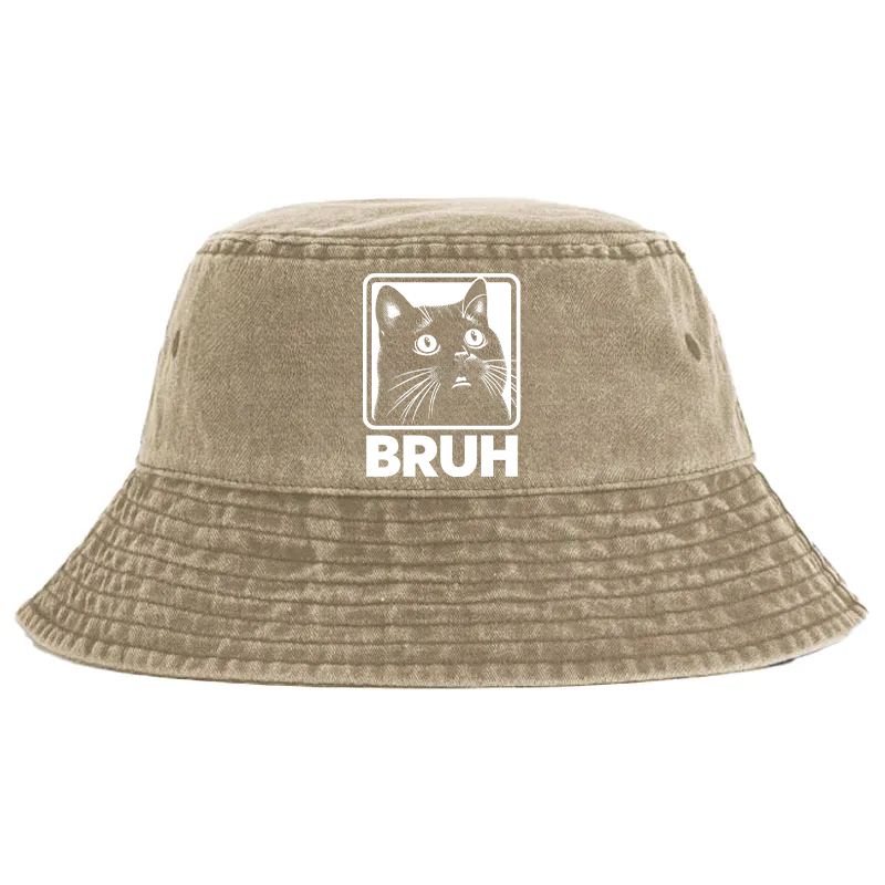 Tokyocanvas BRUH Cat Washed Bucket Hat