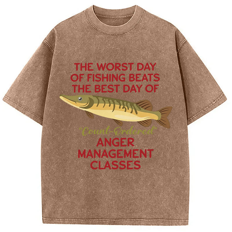 Tokyocanvas	 The Worst Day Of Fishing Beats DTG Printing Washed T-Shirt