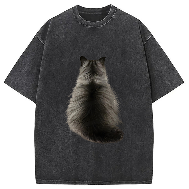 Tokyocanvas Cat's Back Ink Painting Washed T-Shirt