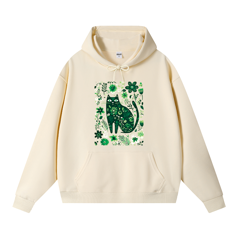 Tokyocanvas A Cat Among Flowers Fleece Lined Hoodie