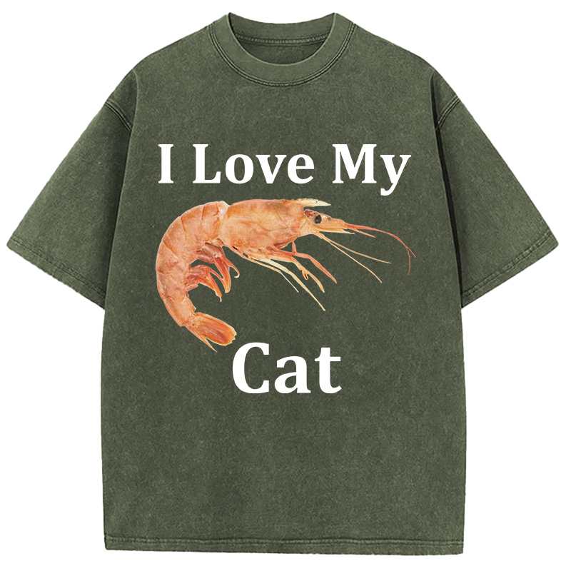 Tokyocanvas I Heart My Cat (Shrimp)  Washed T-Shirt