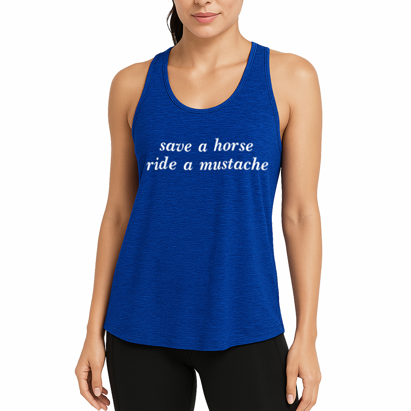 Tokyocanvas Save A Horse Ride A Mustache Fitness Tank