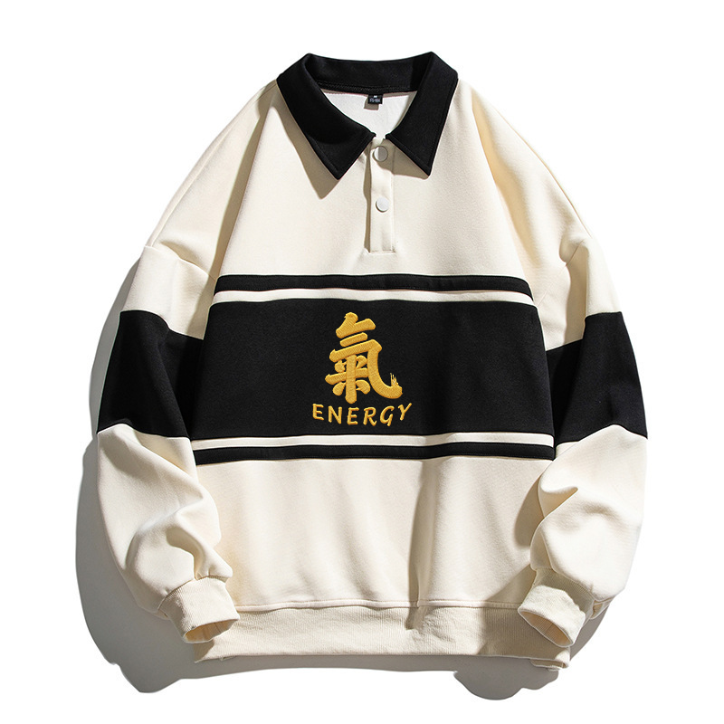 Tokyocanvas Energy Kanji Polo Embroidered Sweatshirt