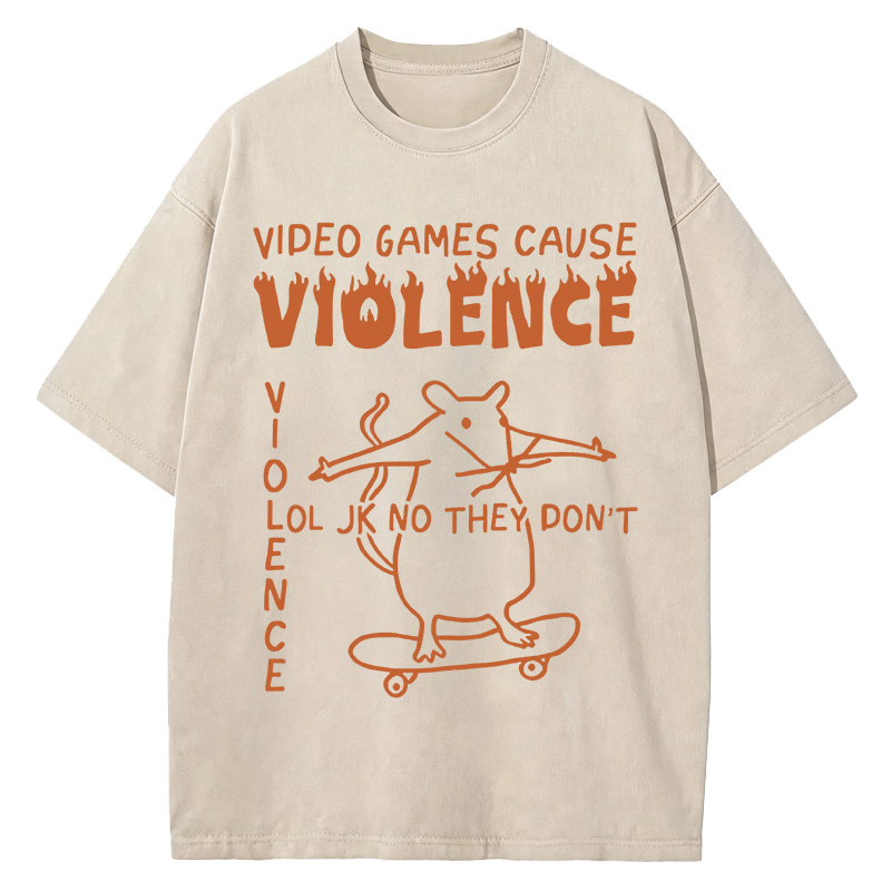Tokyocanvas Video Games Cause Violence Washed T-Shirt