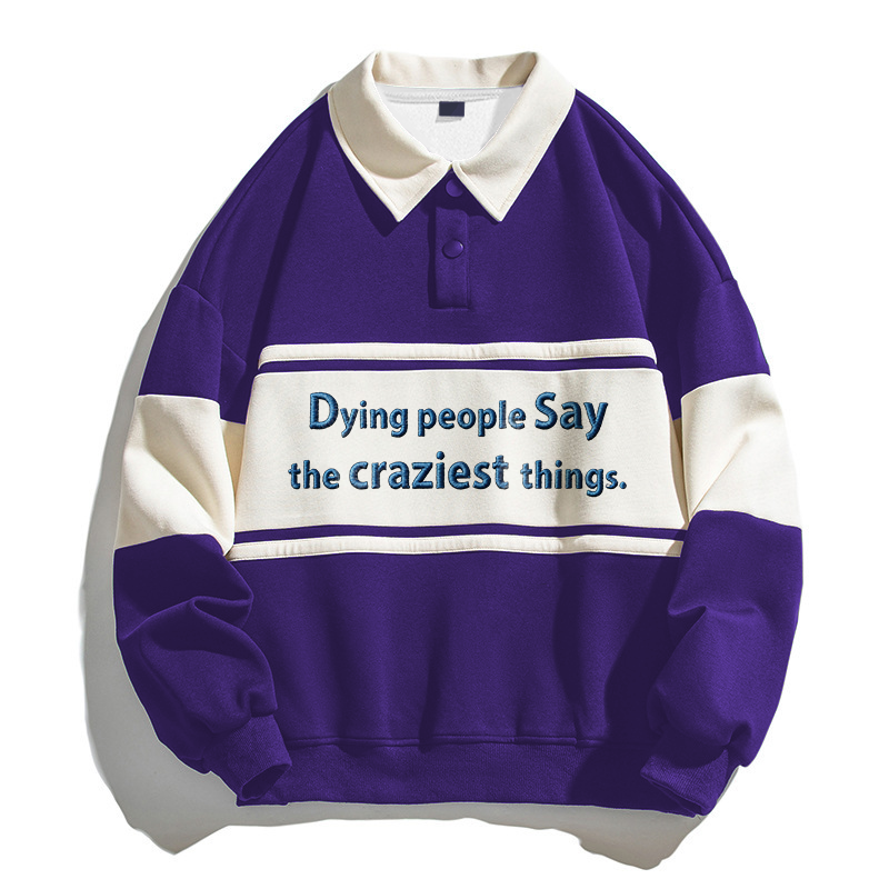 Tokyocanvas Dying People Polo Embroidered Sweatshirt
