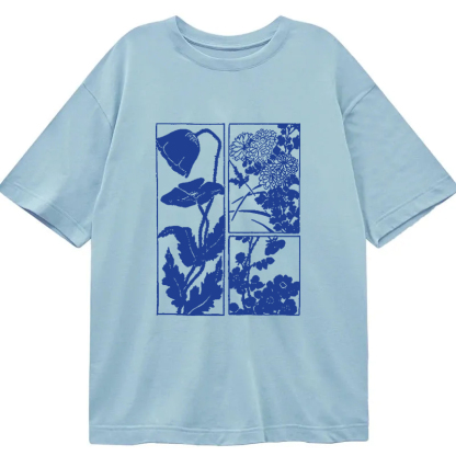Tokyocanvas Woodcut Flowers Classic T-Shirt