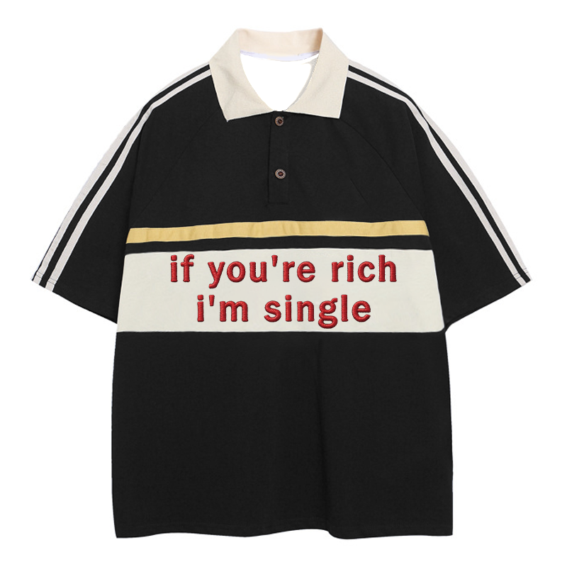 Tokyocanvas I'm Single Polo Embroidered T-Shirt