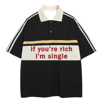 Tokyocanvas I'm Single Polo Embroidered T-Shirt