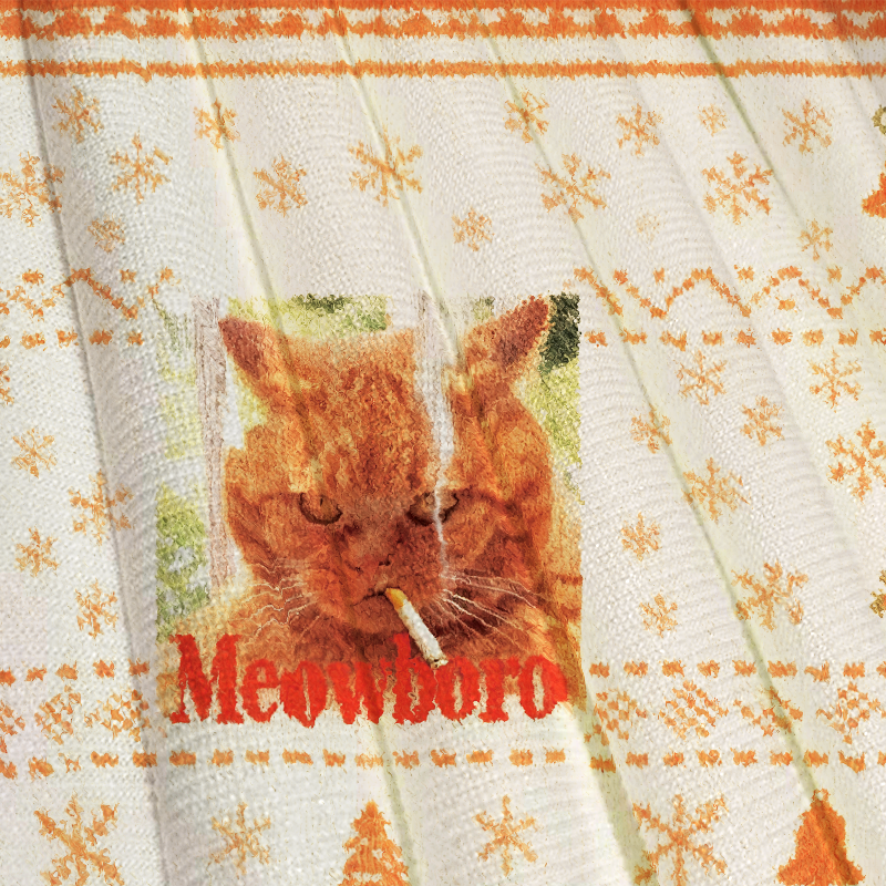 TokyocanvasSmoking Cat Orange Christmas Ugly Sweatshirt