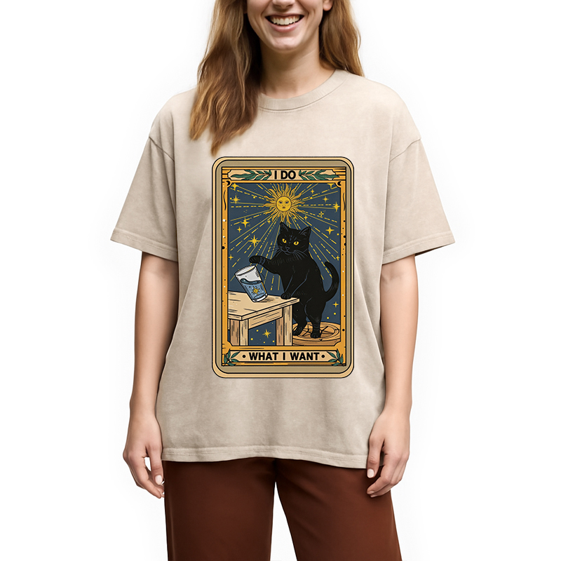 Tokyocanvas I Do What I Want Cats Tarot Washed T-Shirt