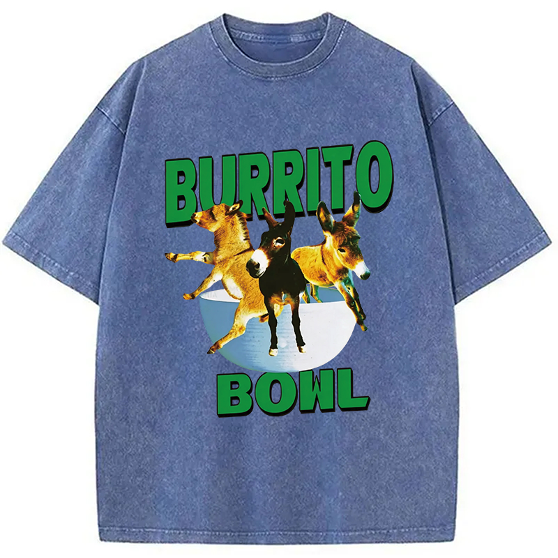 Tokyocanvas Burrito Bowl Donkey Funny Meme Washed T-Shirt