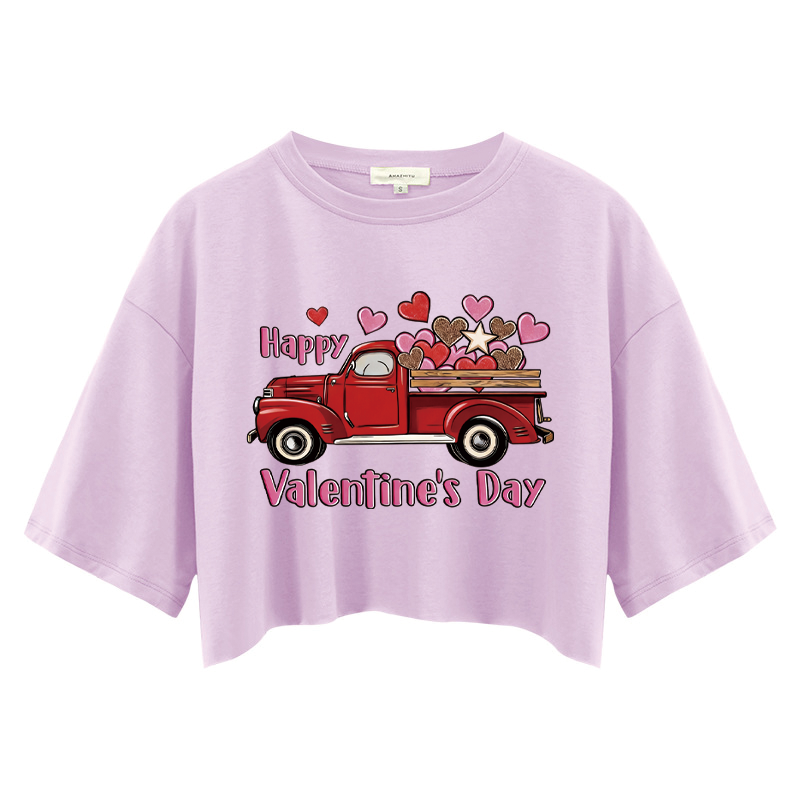 Tokyocanvas Happy Valentine's Day Truck Crop Top