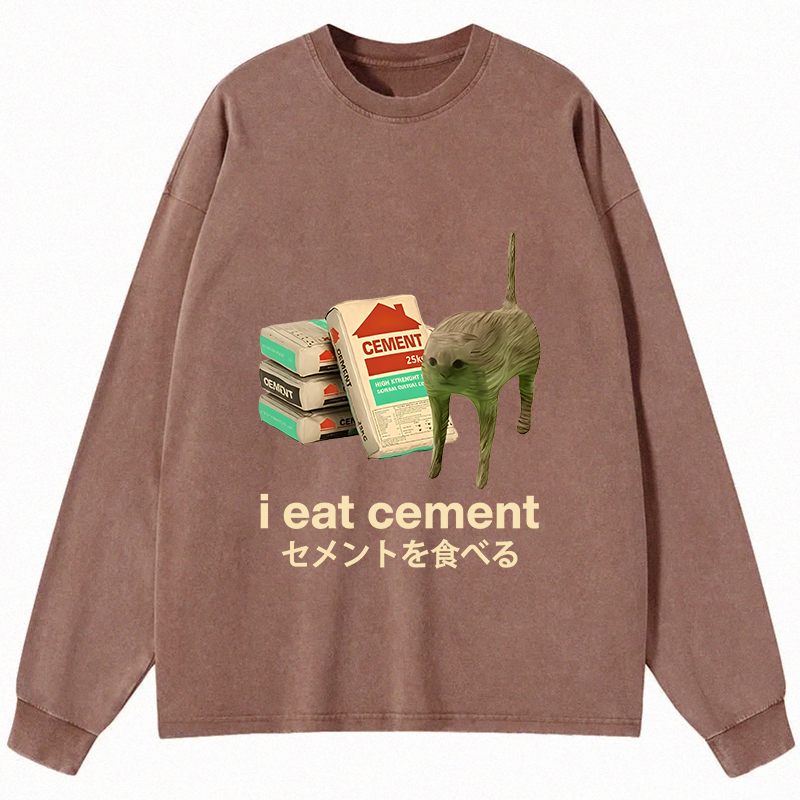 Tokyocanvas I Eat Cement Long Sleeve Washed T-Shirt
