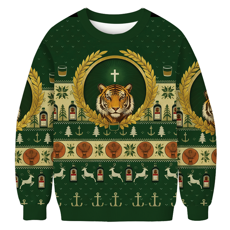 Tokyocanvas Green Tiger Christmas Ugly Sweatshirt