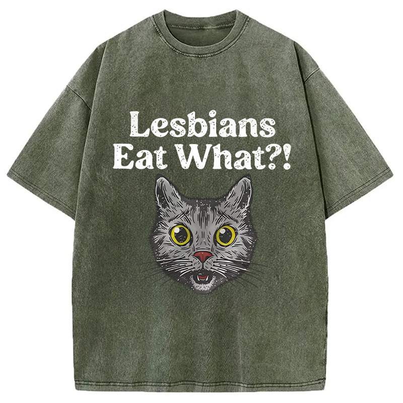 Tokyocanvas Lesbians Eat What Cat Washed T-Shirt