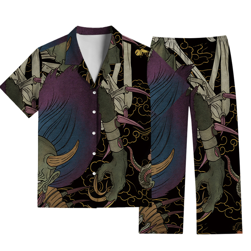 Tokyocanvas Japanese Yokai And Skeletons Pajama Set
