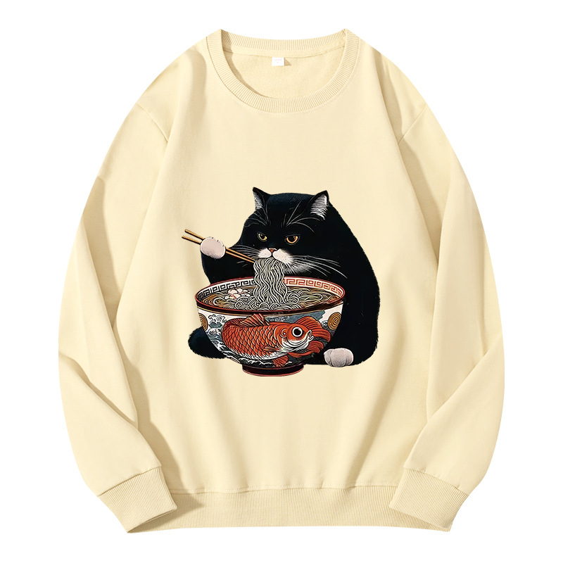 Tokyocanvas Fat Cat Eating Ramen Classic Sweatshirt