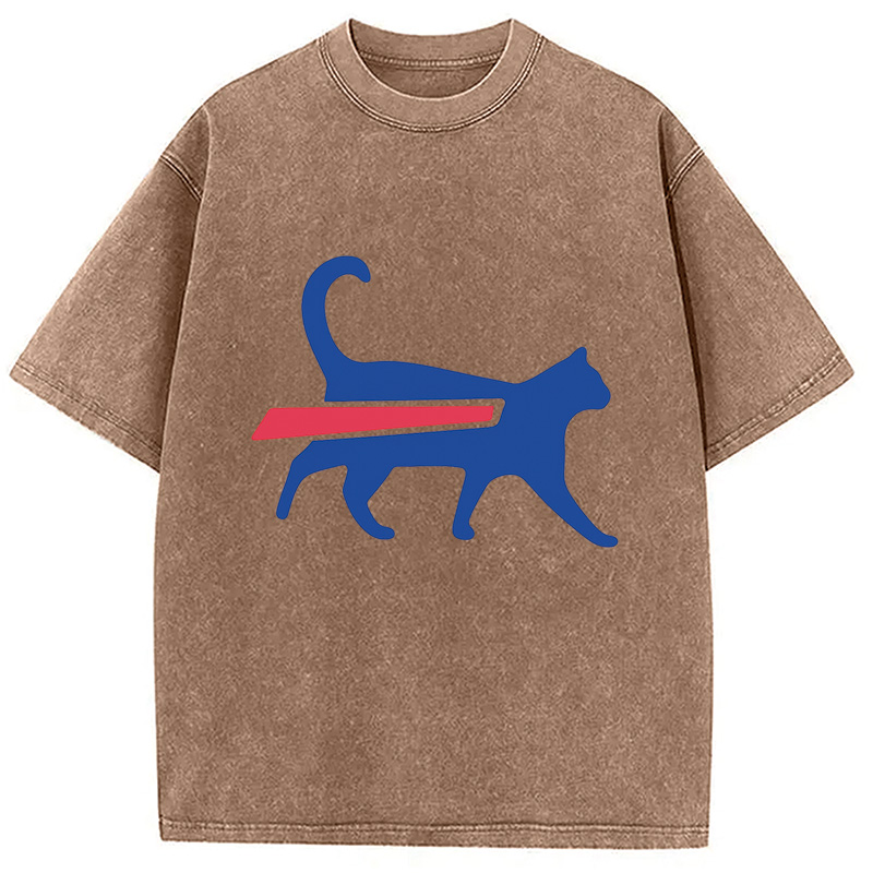Tokyocanvas Cat-Bills is Buffalo Bills Funny Meme Washed T-Shirt