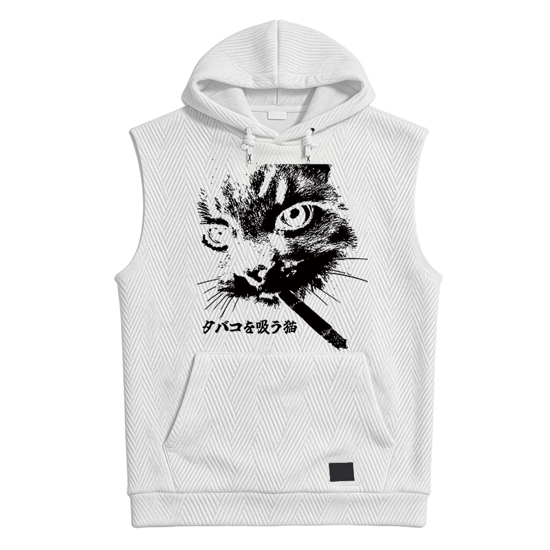Tokyocanvas Retro Cat Smoking Hooded Tank