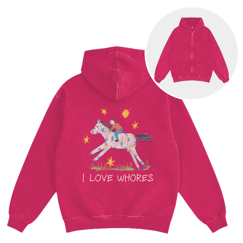 Tokyocanvas I Love Whores Washed Zip Hoodie