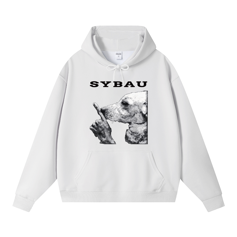 Tokyocanvas Dog Shush Meme Fleece Lined Hoodie