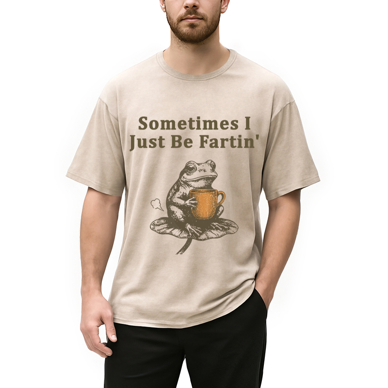 Tokyocanvas Sometimes I Just Be Fartin Funny Frog Washed T-Shirt