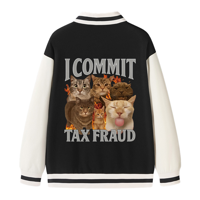Tokyocanvas I Commit Tax Fraud Varsity Jacket