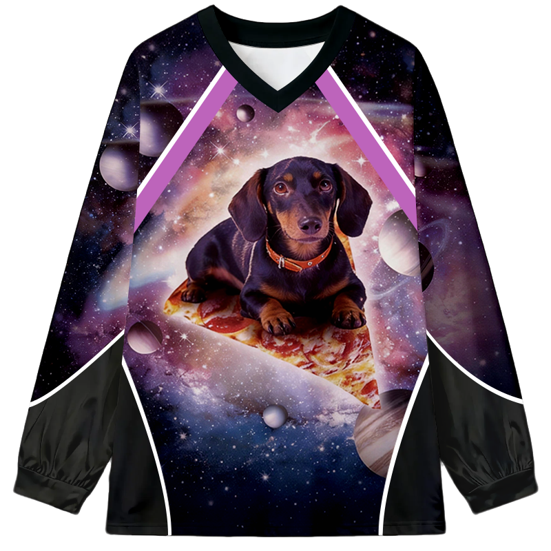 Tokyocanvas Space Galaxy Dog Long Sleeve Graphic Print T-Shirt