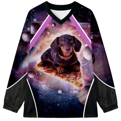 Tokyocanvas Space Galaxy Dog Long Sleeve Graphic Print T-Shirt