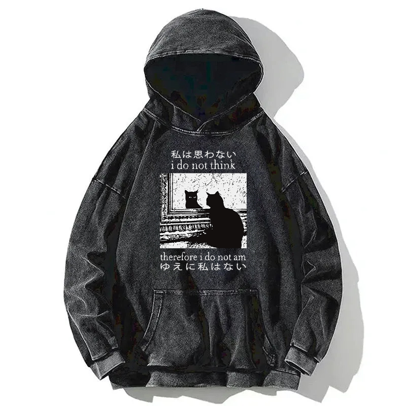 Tokyocanvas Thinking Cat Washed Hoodie