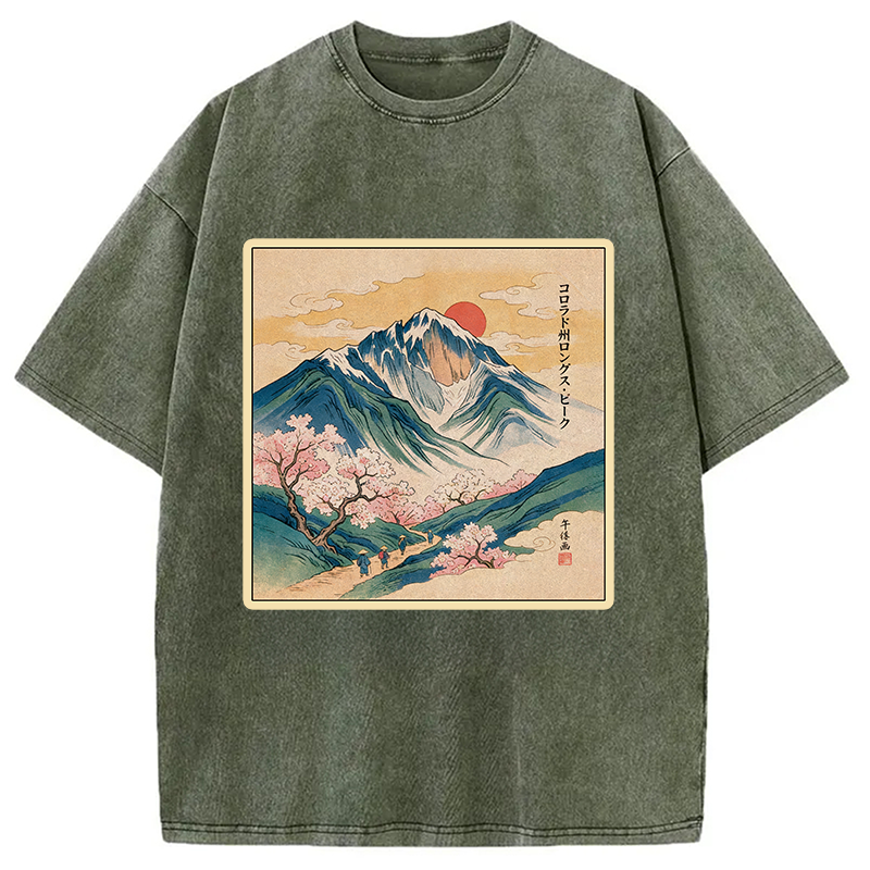 Tokyocanvas CVintage Japanese Mountain Sakura Washed T-Shirt