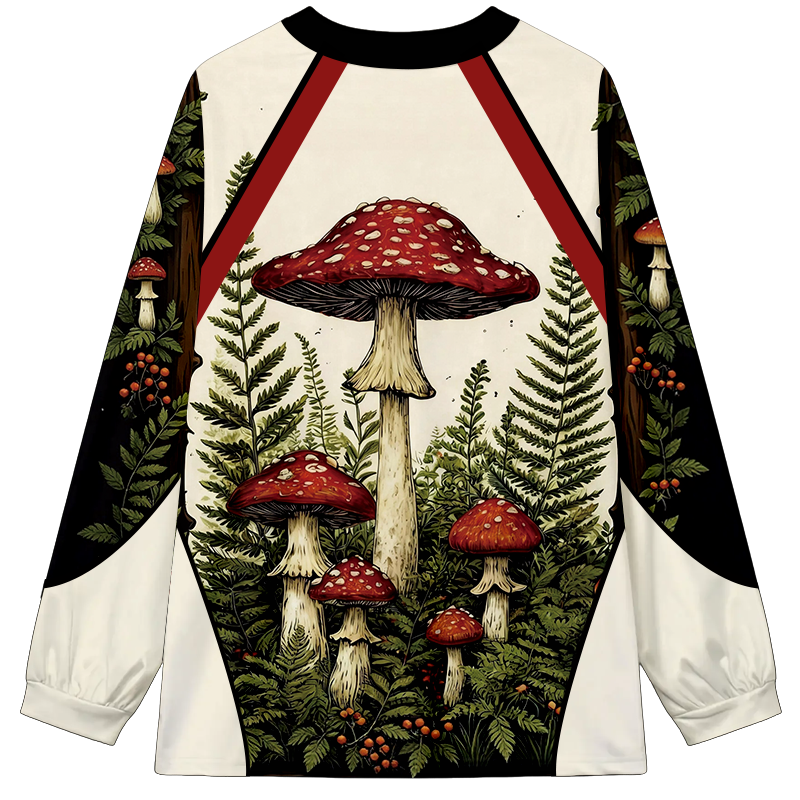Tokyocanvas Red Mushrooms Long Sleeve Graphic Print T-Shirt
