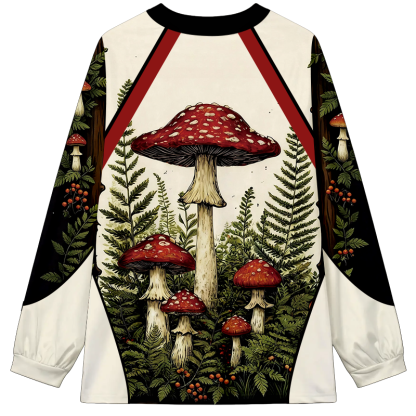 Tokyocanvas Red Mushrooms Long Sleeve Graphic Print T-Shirt