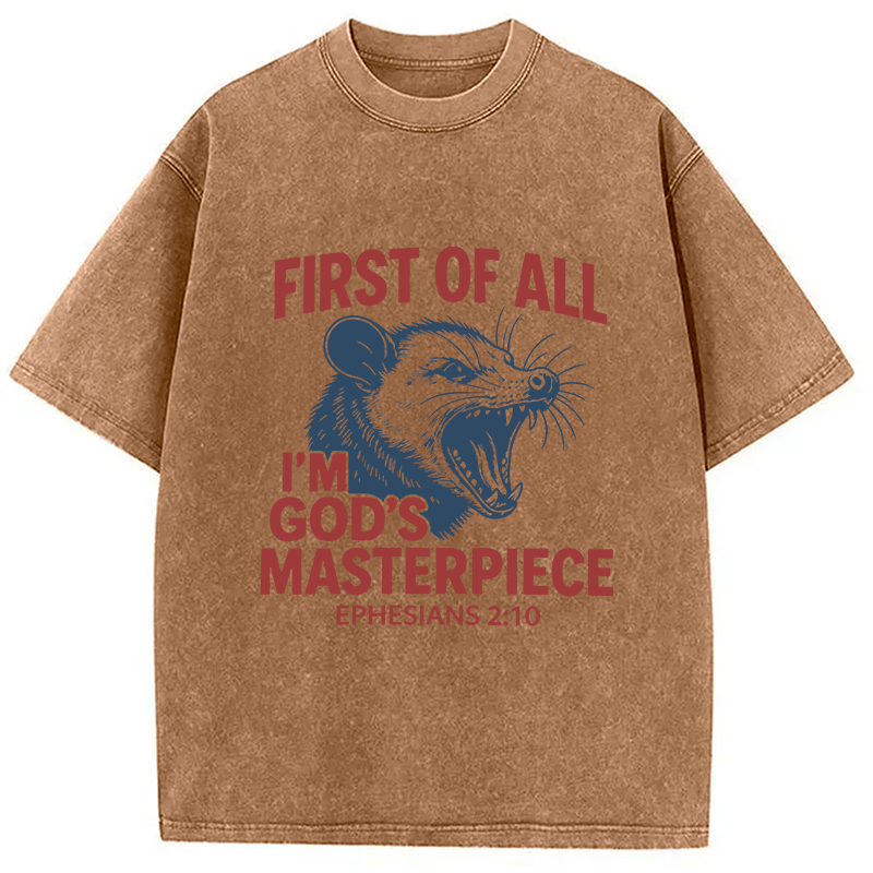 Tokyocanvas First Of All I'm God's Masterpiece Washed T-Shirt
