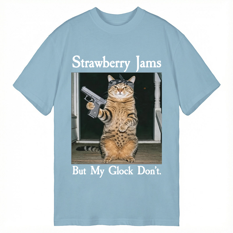 Tokyocanvas Strawberry Jams But My Glock Don't Funny Cat Classic T-Shirt
