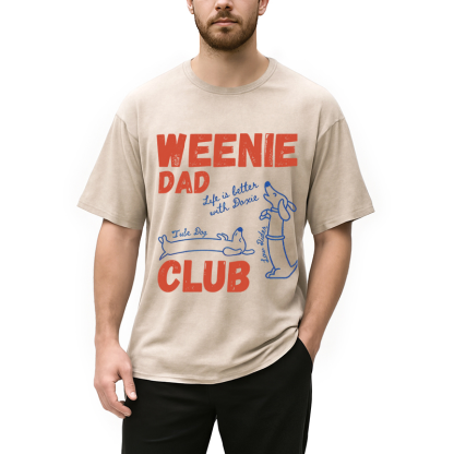 Tokyocanvas Dachshund Dad Club Meme Washed T-Shirt