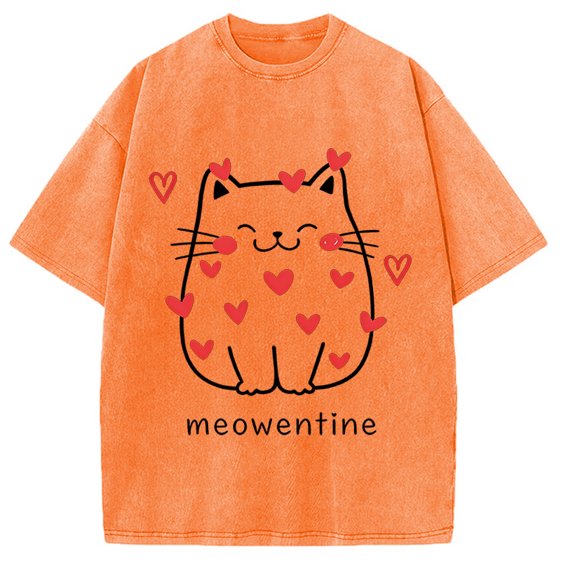 Tokyocanvas Funny Valentine's Day Kitten Washed T-Shirt