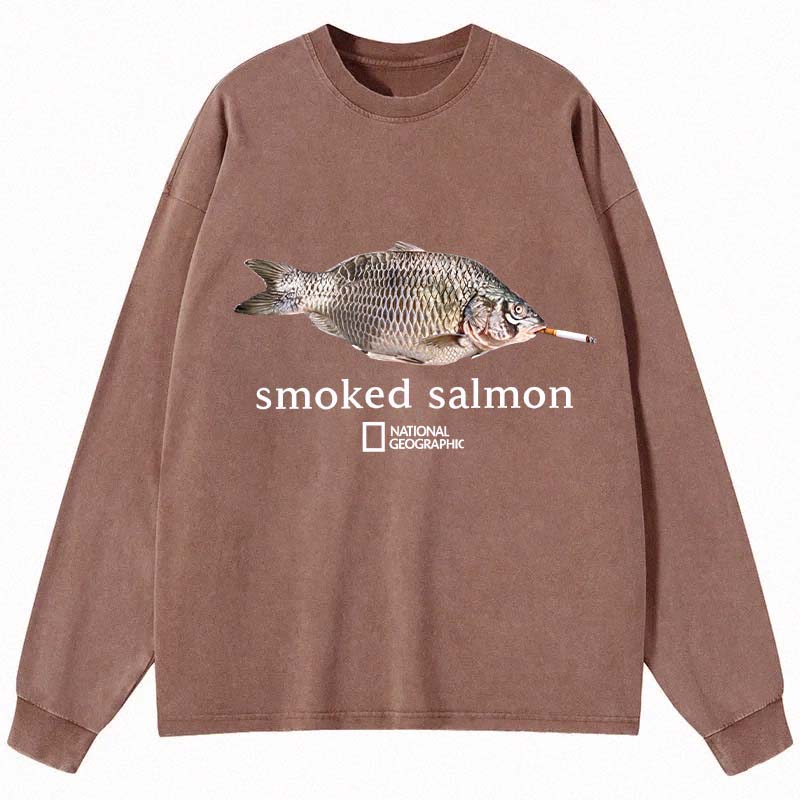 Tokyocanvas Smoked Salmon Long Sleeve Washed T-Shirt