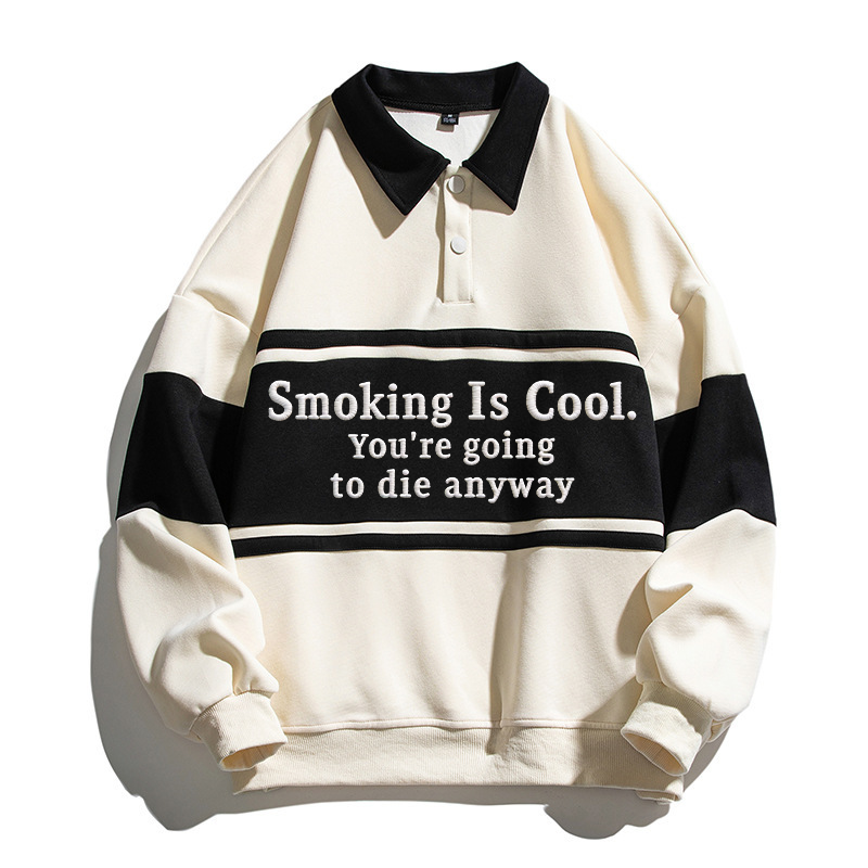 Tokyocanvas Just Smoking Polo Embroidered Sweatshirt