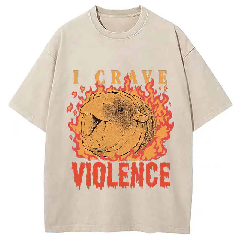 Tokyocanvas Moo Deng Crave Violence Washed T-Shirt