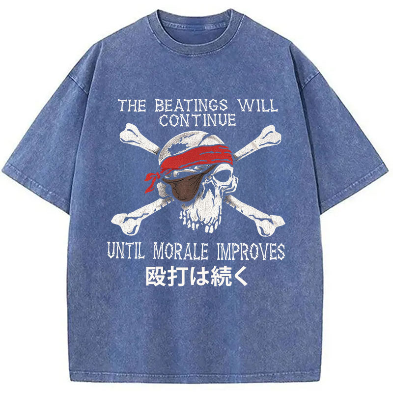 Tokyocanvas Beatings Will Continue Pirate Washed T-Shirt
