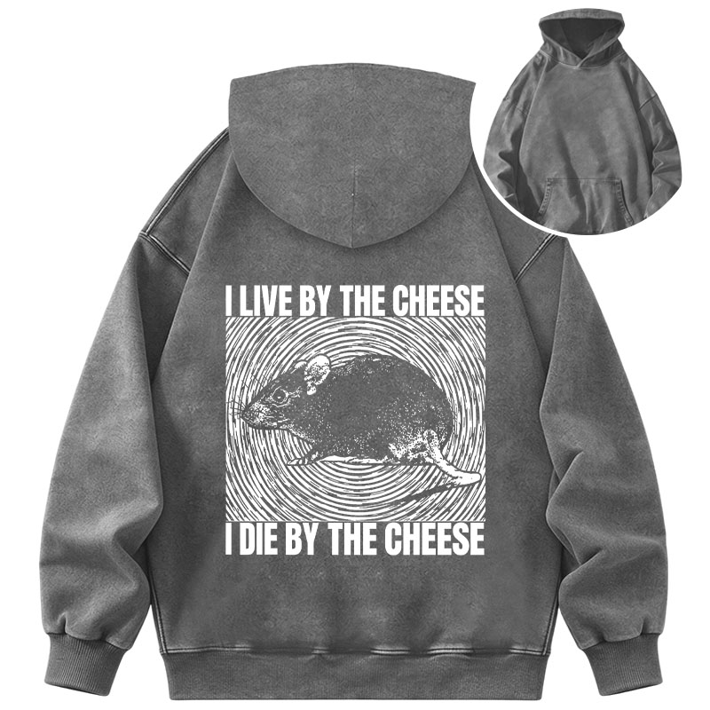 Tokyocanvas I Live By The Cheese Rat Washed Hoodie