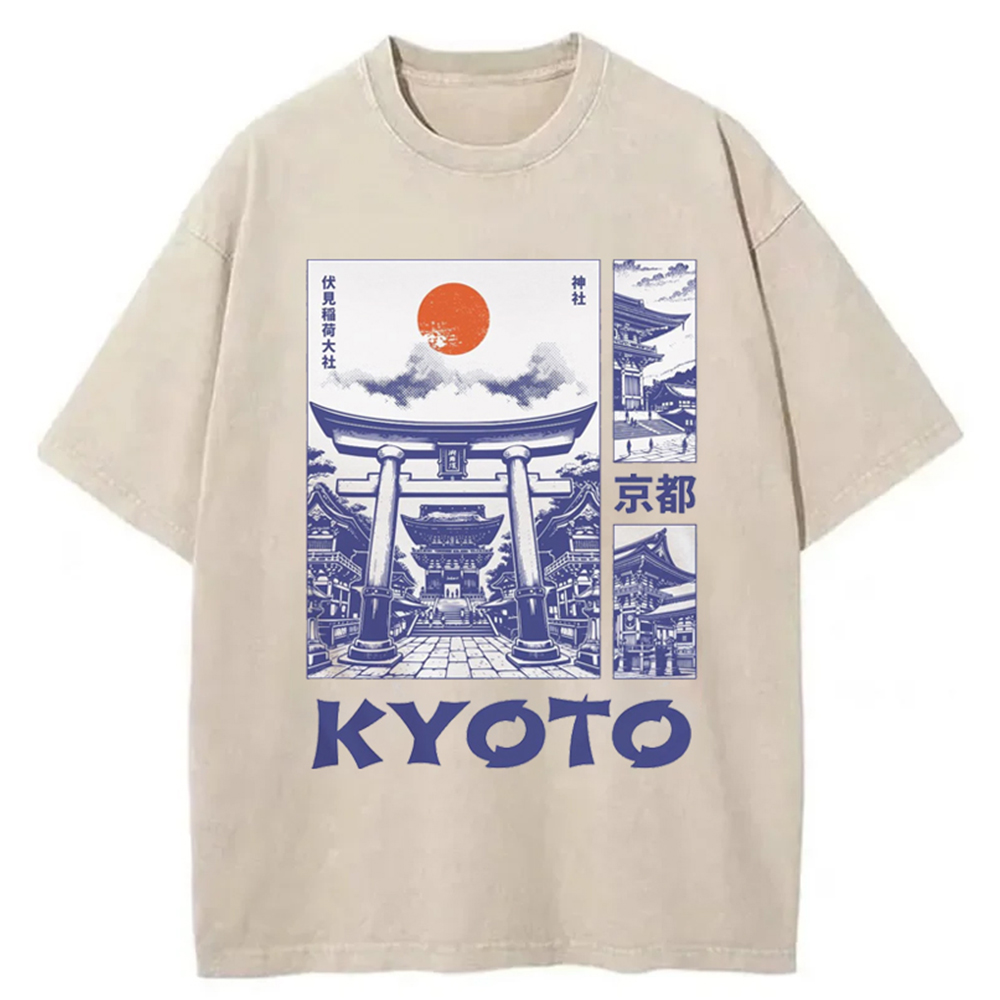Tokyocanvas Kyoto Japan Travel Washed T-Shirt