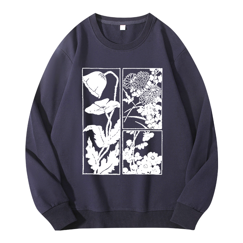 Tokyocanvas Woodcut Flowers Classic Sweatshirt