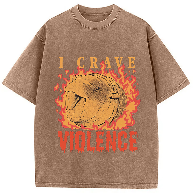 Tokyocanvas Moo Deng Crave Violence Washed T-Shirt