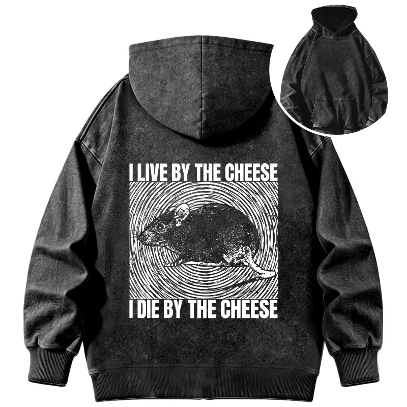 Tokyocanvas I Live By The Cheese Rat Washed Hoodie