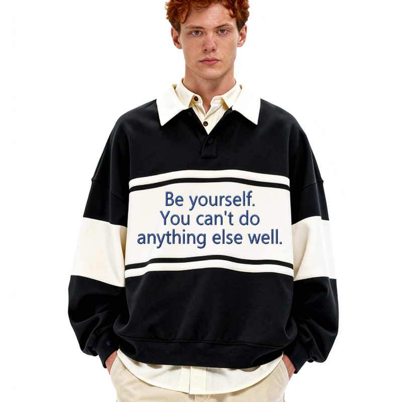Tokyocanvas Be Yourself Polo Embroidered Sweatshirt