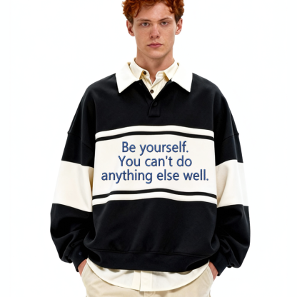 Tokyocanvas Be Yourself Polo Embroidered Sweatshirt